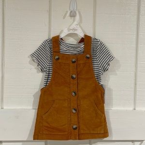 NWT Jessica Simpson 3T, 2-piece Corduroy Overall Dress (mustard / rust color)